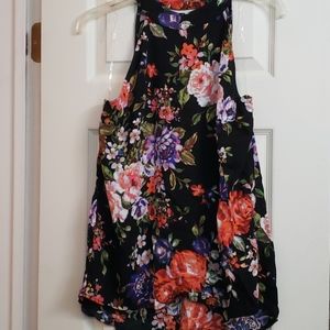 Staccato black floral halter top med